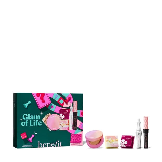 Benefit Glam of Life Mascara, Brow and Cheek Set with Limited Edition Beauty Bag Makeup Gift Set