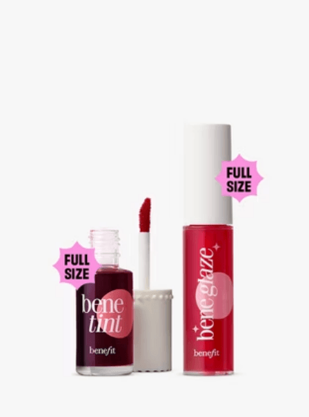 Benefit Rollin' with Benetint Cheek & Lip Tint and Limited Edition Lip Oil Duo with Beauty Bag Makeup Gift Set
